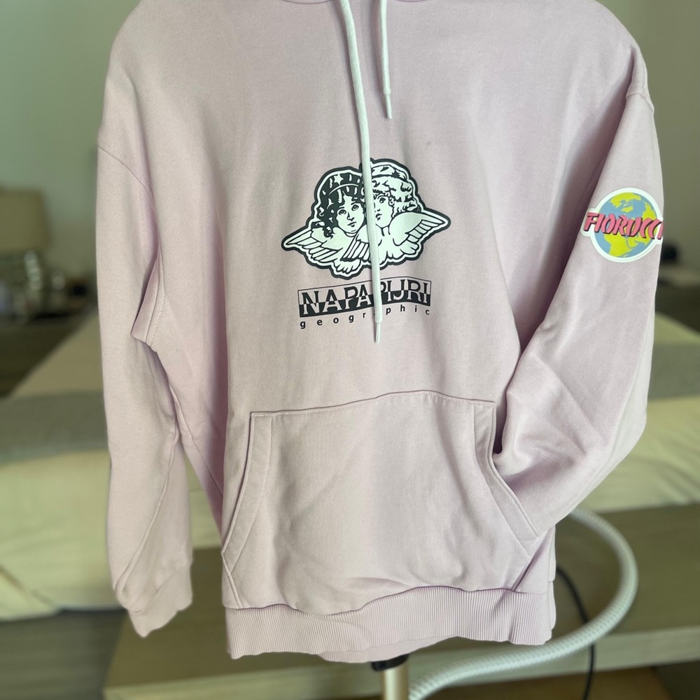 Napapijri Light Pink Hoodie with Fiorucci Emblem